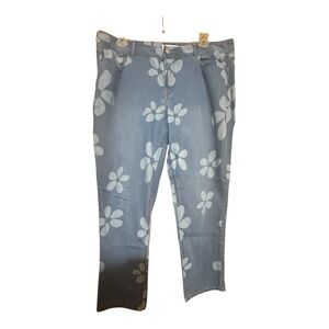 Blue Floral Denim Jeans